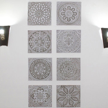 White & Taupe Tiles Wall Art Installation
