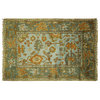 New Antiqued Baby Blue Oushak 4'x6' HandKnotted Wool Turkish Geometric Rug H5598