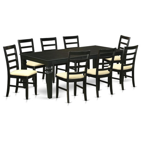 9-Piece Dining Room Set With a Kitchen Table and 8 Kitchen Chairs, Black