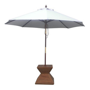 Natural Tone Teak Wood Umbrella 2 Inch Shaft Contemporary Outdoor Umbrellas By Chic Teak