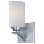 Maxim Lighting International - Deven 1-Light Wall Sconce, Satin Nickel, Satin White - Create a welcoming space with the Deven Wall Sconce. This 1-light wall sconce is finished in satin nickel with satin white glass shades and shines to illuminate your living space. Hang this sconce with another (sold separately) to frame your mantel or a doorway.