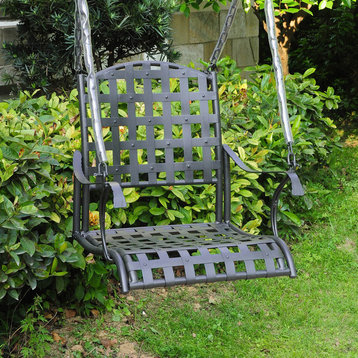 Santa Fe Nailhead Iron Single Seat Swing, Antique Black