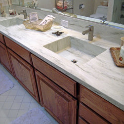 Corian Vanity Countertop with Matching Sinks and Seamless Splashes Using the Col - Vanity Tops And Side Splashes