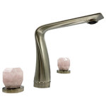 Bergamo Art - Widespread 3 Hole Bath Faucet, Two Rose Quartz Handles, Brushed Nickel - "Step into a realm of timeless sophistication with our Widespread Modern Bathroom Faucet featuring rose quartz Handles. A harmonious blend of innovation and elegance, every detail is a testament to luxury and sophistication.