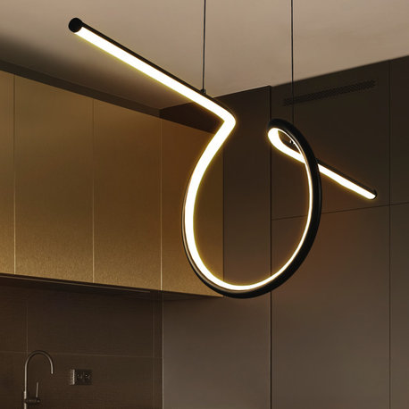 Ali 34.5" Dimmable Adjustable Integrated LED Metal Linear Pendant, Chrome, Black