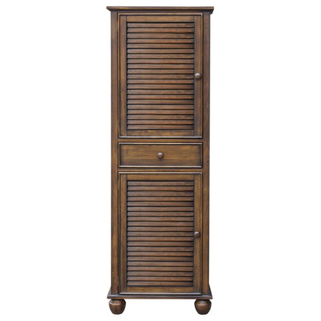 Sunset Trading Bahama Shutter Wood Tall Cabinet | Brown | Doors | Drawer