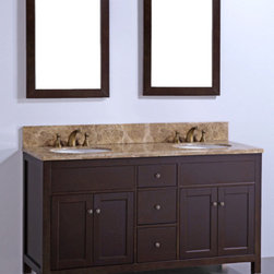 Contemporary 60 inch Bathroom Vanity Cherry Brown Finish - Bathroom Vanities And Sink Consoles