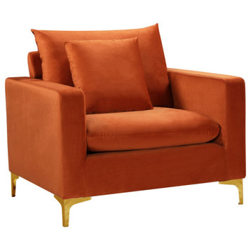 Naomi Velvet Upholstered Chair, Cognac