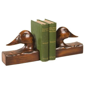 Bookends Bookend TRADITIONAL Lodge Duck Head Bird Resin Carved
