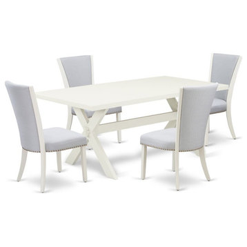 East West Furniture X-Style 5-piece Wood Dining Table and Chair Set in White