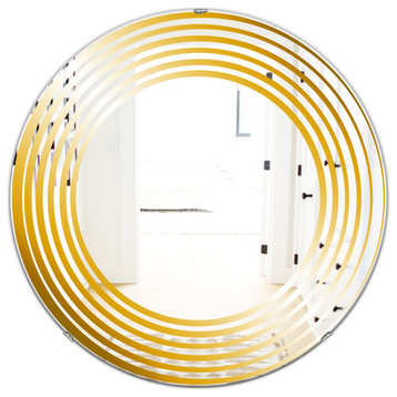 Designart Yellow Circles Glam Oval Or Round Vanity Mirror, 32x32