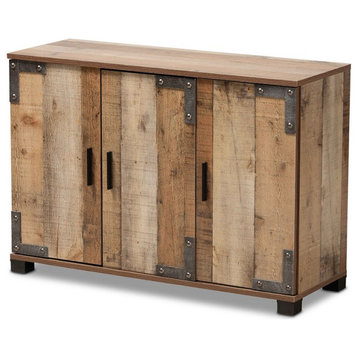 Baxton Studio Cyrille Finished Wood 3-Door Shoe Cabinet