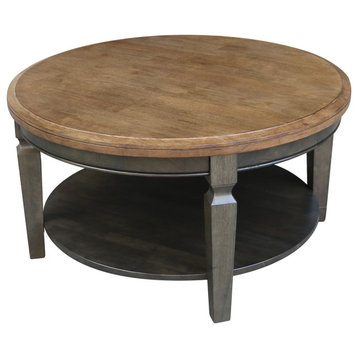 Vista Round Coffee Table, Hickory/Washed Coal