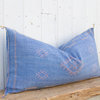 Denim Blue Long Lumbar Moroccan Silk Rug Pillow