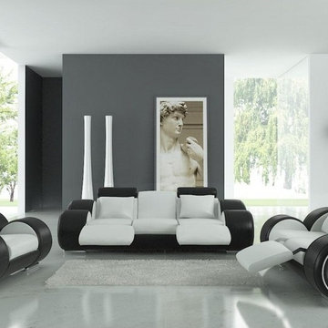 Black Leather Sofa Set