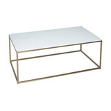 Kensal White Coffee Table, Brass Base