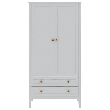 Crown Full Wardrobe with Hanging and 2 Drawers in White