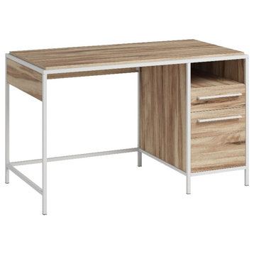 Sauder Nova Loft Engineered Wood/Metal Desk in Kiln Acacia/Brown