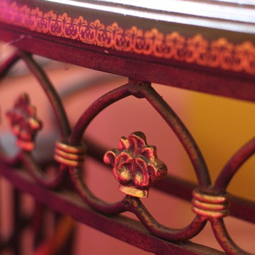 Fearless Color Living Room: Metal & Wood Table Detail