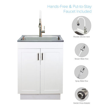 Transolid 24-in All-in-One Laundry/Utility Sink Kit with Faucet in White, Laundr