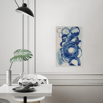 "Painted Blue Circles III" Floater Framed Painting Print on Canvas