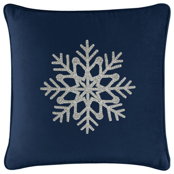 Sparkles Home Rhinestone Snowflake Pillow - 20x20" - Navy Velvet