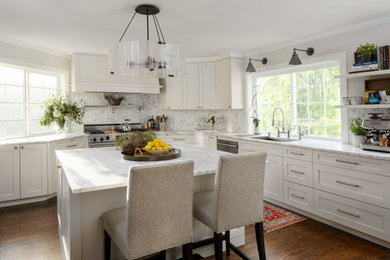 Example of a transitional kitchen design in Seattle