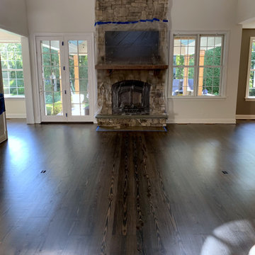 GREAT RIVER: WIDE PLANK HEART PINE REFINISHED W/ CUSTOM STAIN & BONA TRAFFIC HD