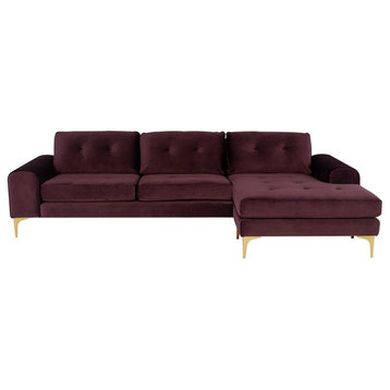 Nuevo Furniture Colyn Sectional Sofa in Mulberry/Gold