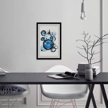 "Spherical Cerrulean" Framed Painting Print