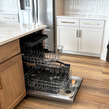 Accessible Beige Painted Kitchen with Birch Almond Accents