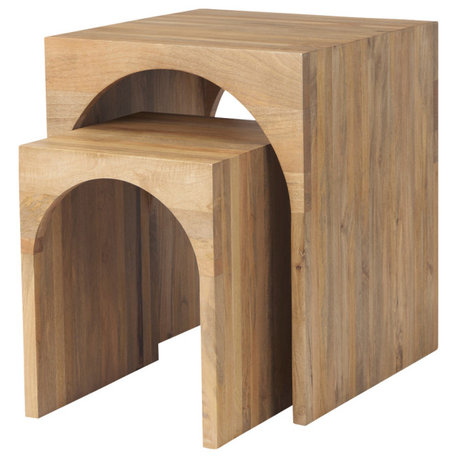 Chloe Light Brown Solid Wood Nesting Tables (Set of 2)