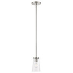 Livex Lighting - Cityview 1 Light Brushed Nickel Mini Pendant - Illuminate your home with a bright design from the Cityview collection. This one-light mini pendant features a brushed nickel finish with clear glass. Perfect for a contemporary or transitional luxury bathroom, bedroom or kitchen setting.