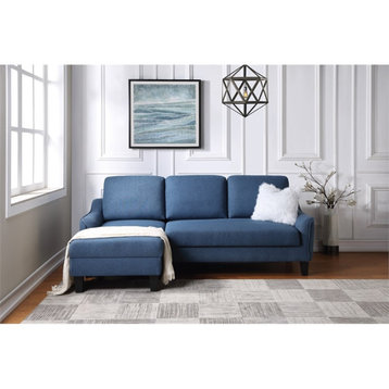 Lester Chaise Sleeper Sofa in Blue fabric with Black legs