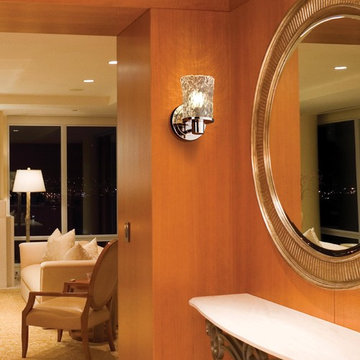 Veneto Luce Rondo Wall Sconce, Cylinder With Rippled Rim, Clear Textured Glass i