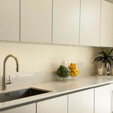 Light Beige Handleless Kitchen in St Albans