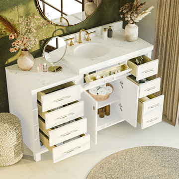 Caroline Parkway 57'' White Bathroom Vanity