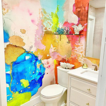 Colorful Powder Room Wallpaper