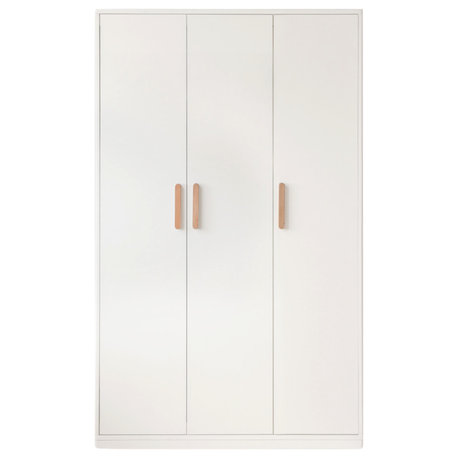 Pine Solid Wood Wardrobe, 46.5x19.7x75.6", 3-Door Floor To Ceiling