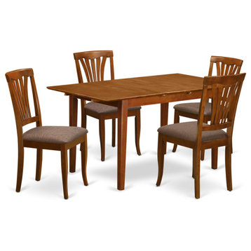 5 Pc Small Dinette Set Table With Leaf And 4 Kitchen Dining Chairs
