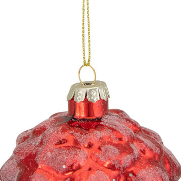 3.25" Red Frosted Pine Cone Glass Christmas Ornament