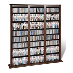 Prepac Triple Width Barrister CD DVD Media Storage Tower in Espresso - Media Racks And Towers