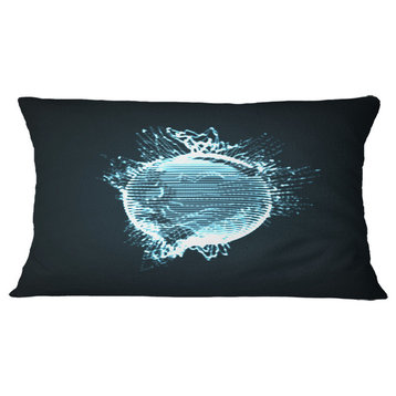 Glowing Blue 3D Sphere Abstract Throw Pillow, 12"x20"