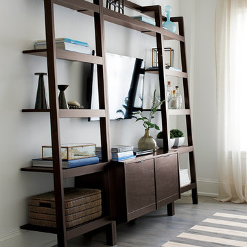 Sawyer Mocha Leaning Media Stand with Two 18'' Bookcases
