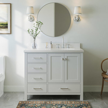 ARIEL Cambridge 42" Right Offset Single Sink Bathroom Vanity Base White