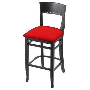 3160 30 Bar Stool with Black Finish and Canter Red Seat