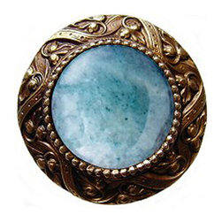 Inviting Home Inc. - Victorian Knob, Antique-Style Brass With Green Aventurine - Cabinet And Drawer Knobs