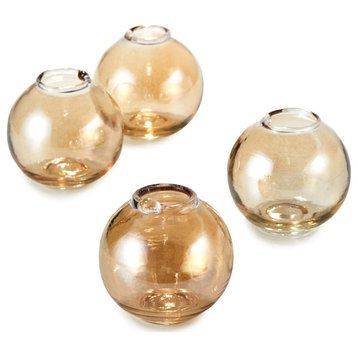 Glass Bud Vases, Amber Luster Glass Bud Vase, Set of 4
