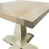 Sandford Pedestal End Table, Off White and Oak