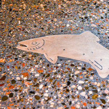Aluminum inlay in concrete countertop